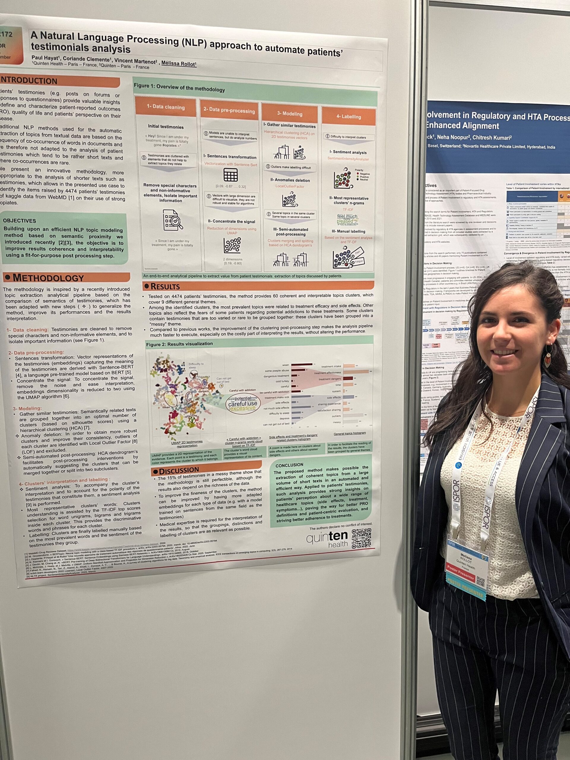 Melissa Rollot (Quinten Health) posing next to a poster at ISPOR event 2022