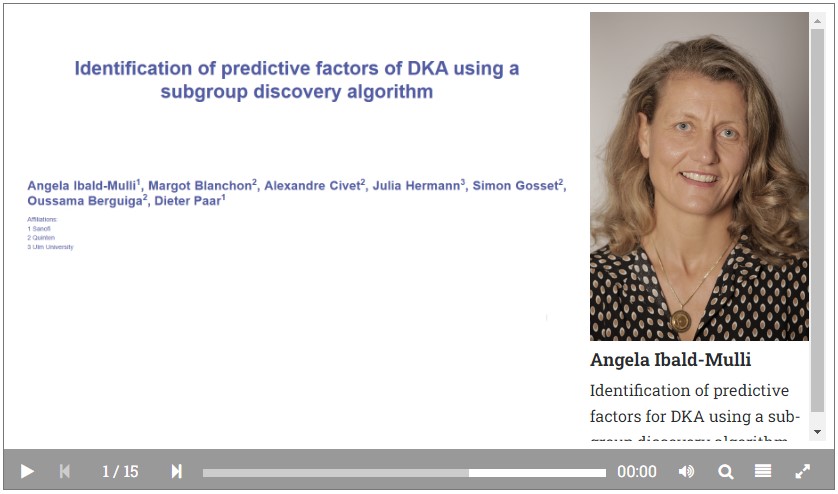 Visual presenting the oral presentation "Identification of predictive factors of DKA using a subgroup discovery algorithm"