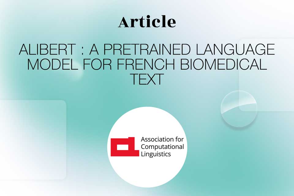 Thumbnail of the article "AliBERT: A Pre-trained Language Model for French Biomedical Text" published in ACL Anthology