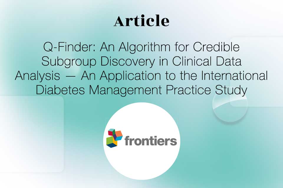 Thumbnail for the article "Q-Finder: An Algorithm for Credible Subgroup Discovery in Clinical Data Analysis — An Application to the International Diabetes Management Practice Study" published in Frontiers by Quinten Health