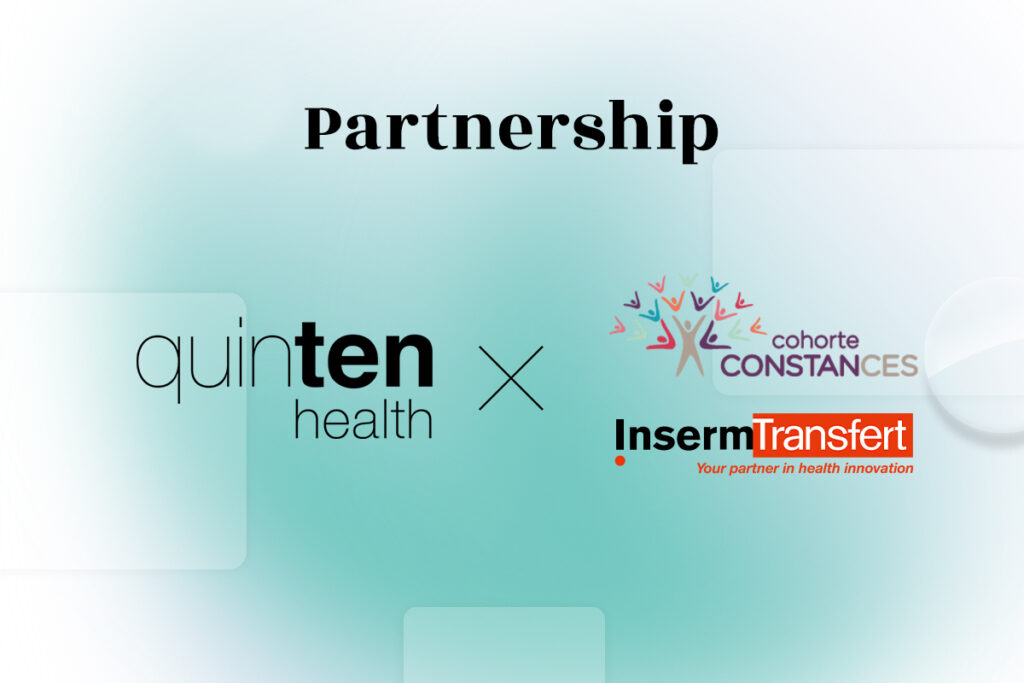 Thumbnail for the press realease announcing the partnership between Quinten Health and Constances Cohort & Inserm Transfert in 2024