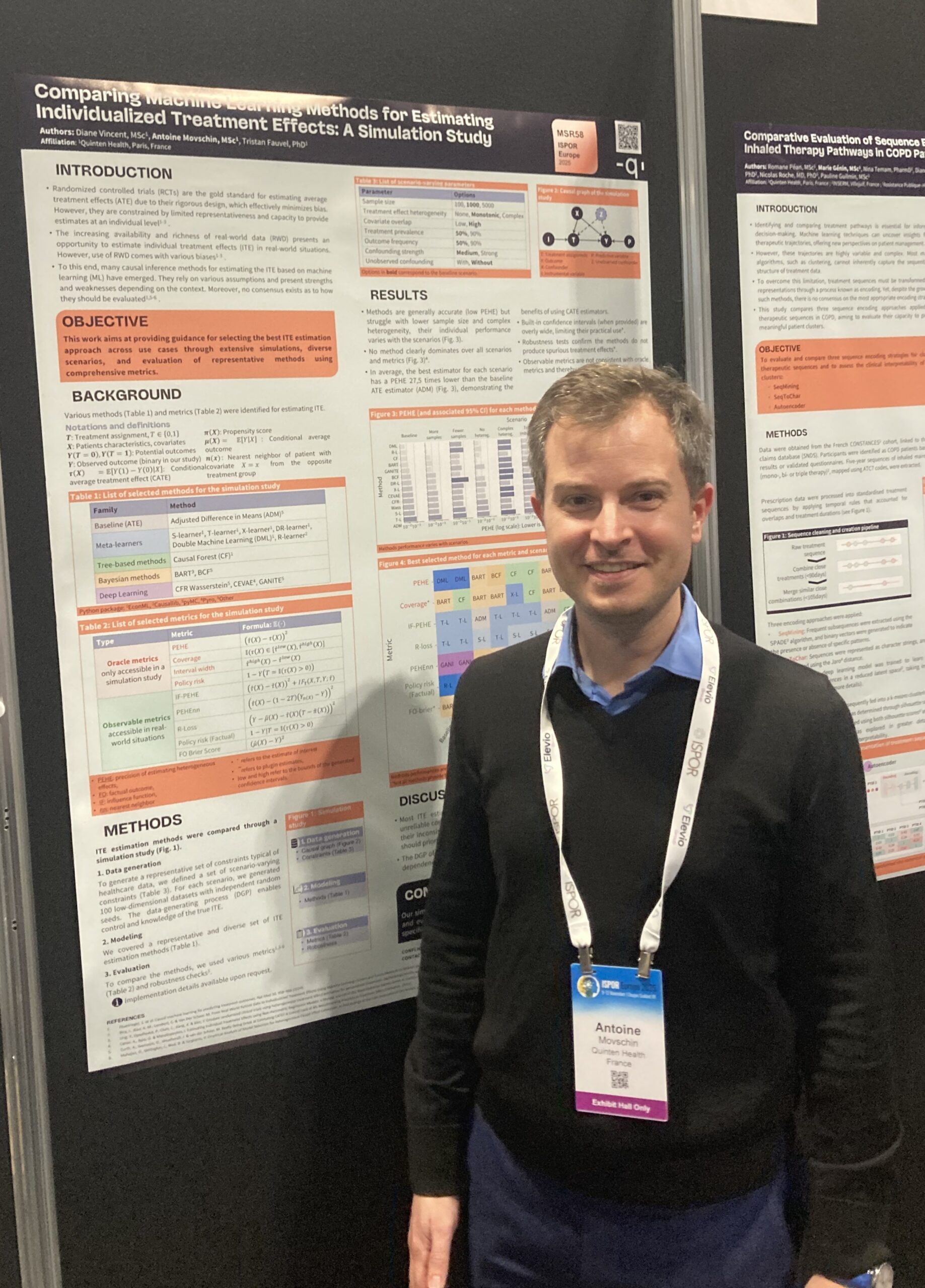 Antoine Movschin presenting the individualized treatment effect poster at ISPOR Europe 2025