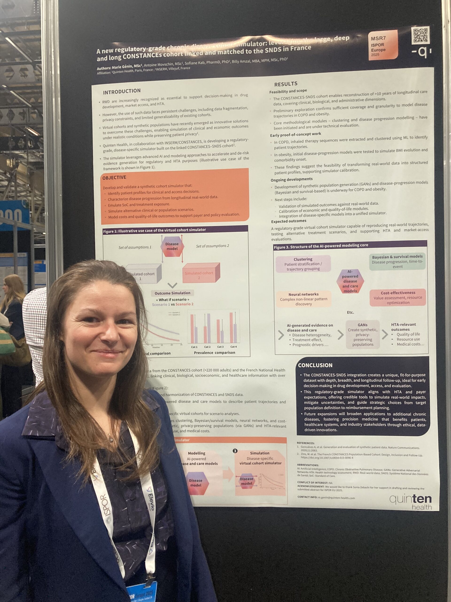 Marie Génin presenting the regulatory-grade chronic disease cohort simulator at ISPOR Europe 2025
